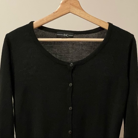 International INC Company Cardigan in Black with Black Buttons - Picture 4 of 7